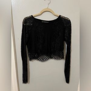 For love and lemons black lace long sleep crop